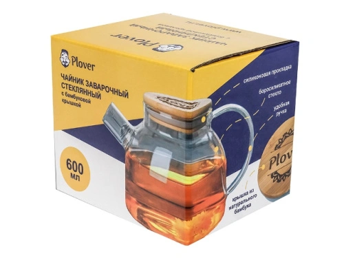 Чайник заварочный стеклянный, PLOVER, 0.6 л