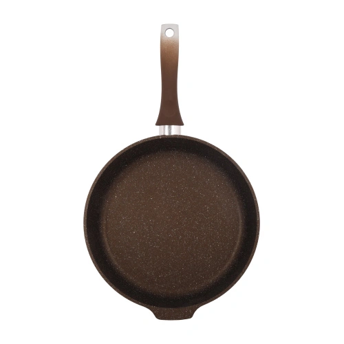 Сковорода 28 см с антипригарным покрытием со стеклянной крышкой, Kukmara (Кофейный мрамор), смк284а