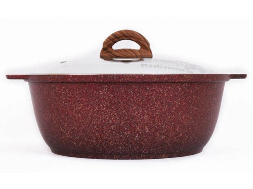 Кастрюля-жаровня 3 л с антипригарным покрытием со стеклянной крышкой, Kukmara (Granit Ultra Red), жга31а