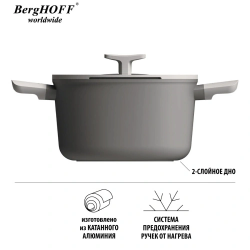Кастрюля со стеклянной крышкой BergHOFF Leo, 5.5 л