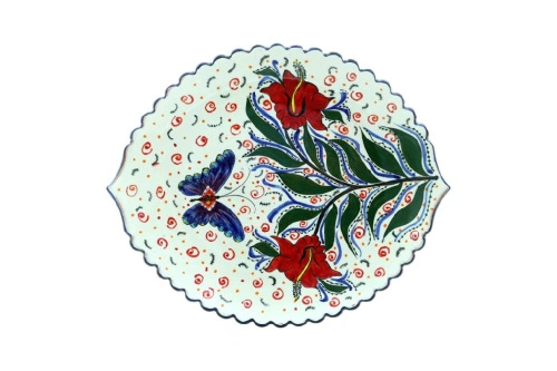 Блюдо Ляган "Риштанская керамика", Бабочка, диаметр 41 см LAG001_3