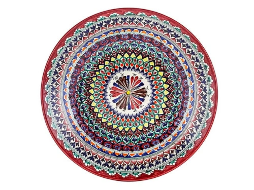 Блюдо Ляган "Риштанская керамика", Красная мехроб, Ø 42 см