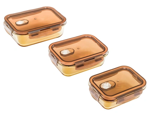 Контейнер 0.3 л стеклянный 15х11х5см прямоугольный с пластиковой крышкой, Plover