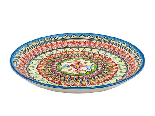 Блюдо Ляган "Риштанская керамика", Синяя мехроб, диаметр 38 см RSN033