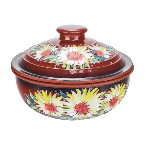 Жаровня средняя "Славянская Керамика", Ромашка, 2.5 л