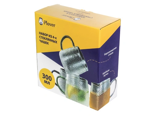 Набор стеклянных чашек 300 мл, PLOVER, 4 штуки