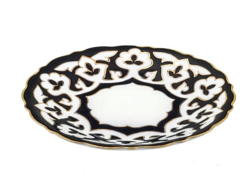 Тарелка рифленая Пахта, Turon Porcelain, с золотом, Ø 16 см