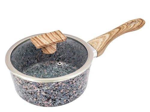 Ковш 1.6 л с антипригарным покрытием со стеклянной крышкой, 18 см, Granit, PLOVER