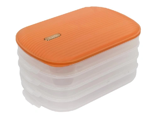 Контейнер с крышкой для хранения и заморозки продуктов на 4 секции, 32х22х16 см, оранжевый