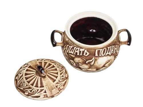 Набор супник 3 л + 4 горшка 0.6 л "Славянская Керамика", Повар, белый