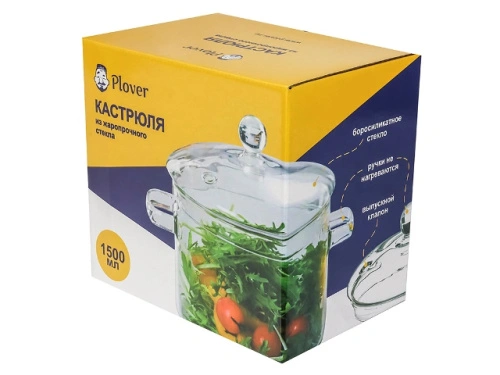 Кастрюля бульонная для лапши со стеклянной крышкой, 1.5 л