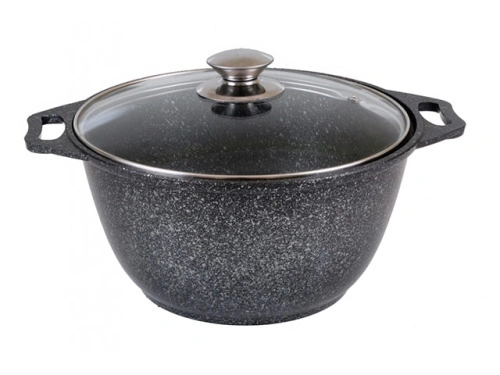 Кастрюля 4 л с антипригарным покрытием со стеклянной крышкой, Kukmara (Темный мрамор), кмт42а
