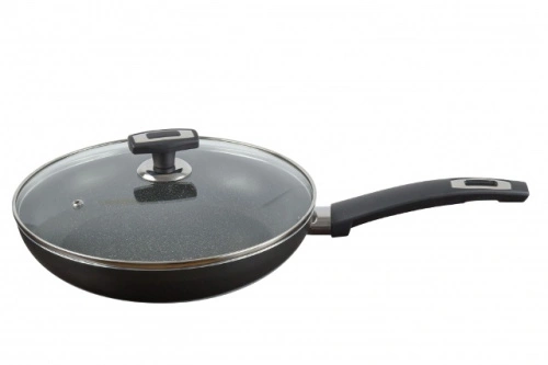 Сковорода с АП со стеклянной крышкой Калитва Black Stone, 28 см