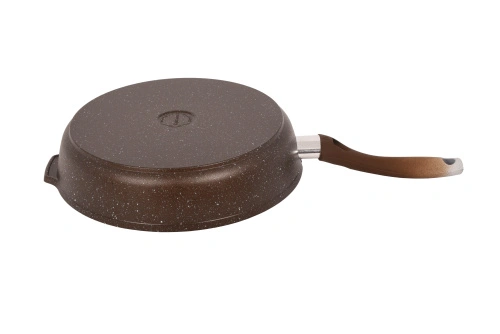 Сковорода 28 см с антипригарным покрытием со стеклянной крышкой, Kukmara (Кофейный мрамор), смк284а