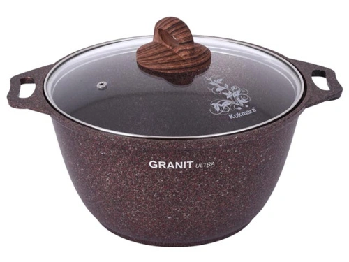 Кастрюля 3 л с антипригарным покрытием со стеклянной крышкой, Kukmara (Granit Ultra Red), кга32а