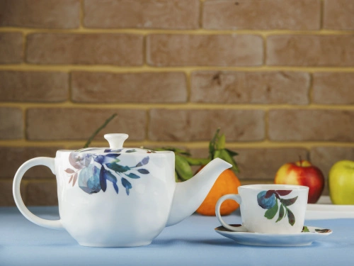 Чайный набор Fruits Line: чайник 1,3 л, чайные пары 2 штуки 250 мл, Plover
