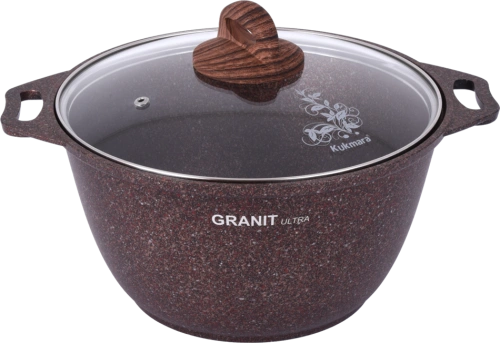 Кастрюля 4 л с антипригарным покрытием со стеклянной крышкой Kukmara (Granit Ultra Red), кга42а