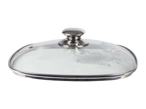 Стеклянная крышка квадратная 26х26 см с ручкой из нержавеющей стали, Kukmara, с26-2т112