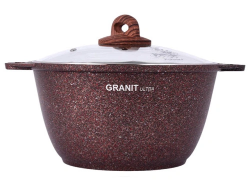 Кастрюля 3 л с антипригарным покрытием со стеклянной крышкой, Kukmara (Granit Ultra Red), кга32а