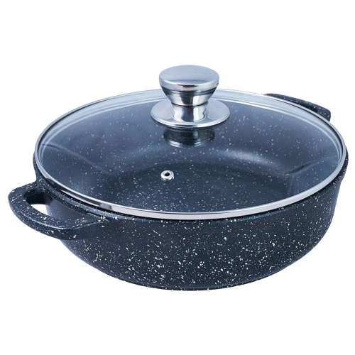 Жаровня с антипригарным покрытием с крышкой ТМ Традиция, Гранит, 2.2 л