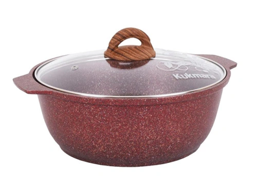 Кастрюля-жаровня 3 л с антипригарным покрытием со стеклянной крышкой, Kukmara (Granit Ultra Red), жга31а