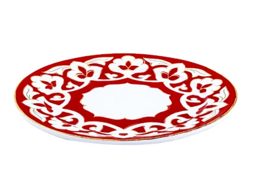 Тарелка Красная Пахта, Turon Porcelain, с золотом, Ø 24 см