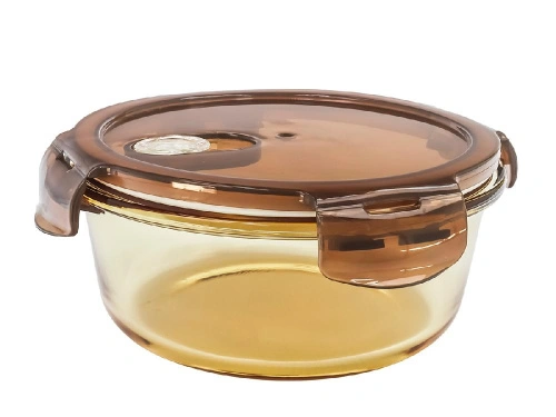 Контейнер 0.5 л стеклянный 17х6 см круглый с пластиковой крышкой, Plover