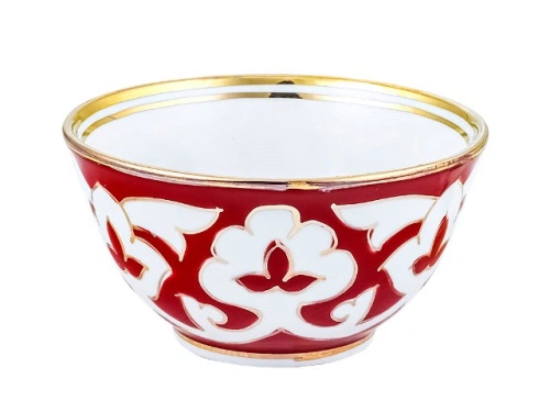 Пиала Красная Пахта, Turon Porcelain, с золотом, Ø 8.5 см