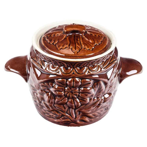 Набор супник 3 л + 4 горшка 0.6 л "Славянская Керамика", Весна, коричневый