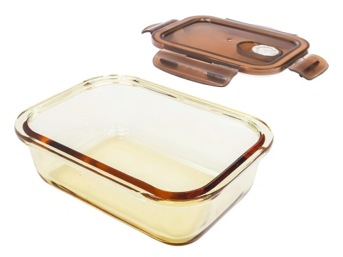 Контейнер 0.3 л стеклянный 15х11х5см прямоугольный с пластиковой крышкой, Plover
