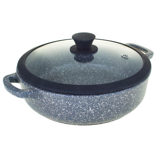 Жаровня с антипригарным покрытием с крышкой ТМ Традиция, Мрамор, 3.4 л