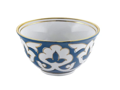 Пиала Бирюзовая Пахта, Turon Porcelain, с золотом, Ø 10 см