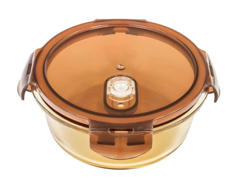 Контейнер 0.5 л стеклянный 17х6 см круглый с пластиковой крышкой, Plover