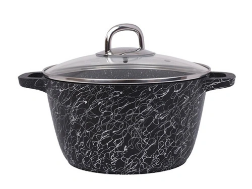 Кастрюля 4.5 л с антипригарным покрытием со стеклянной крышкой, Kukmara Грация (черный/серебро), кчс45а