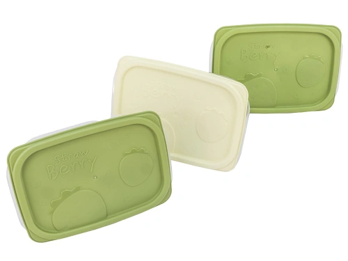 Набор из 3-х пищевых контейнеров с крышкой по 0.3 л, прямоугольные, Plover