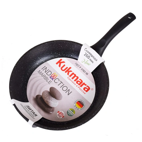 Сковорода 26 см с антипригарным покрытием, Kukmara (Marble Induction Темный мрамор), смти260а