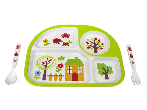 Набор детской бамбуковой посуды для кормления "Домик", 3 предмета