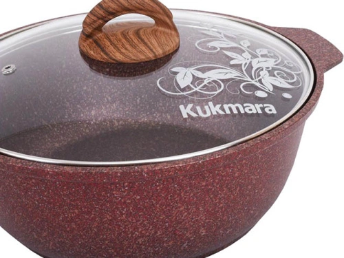 Кастрюля-жаровня 3 л с антипригарным покрытием со стеклянной крышкой, Kukmara (Granit Ultra Red), жга31а
