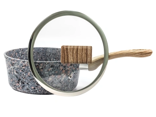 Ковш 1.6 л с антипригарным покрытием со стеклянной крышкой, 18 см, Granit, PLOVER