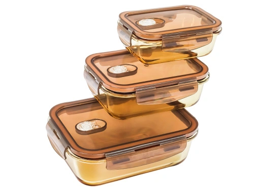 Контейнер 0.3 л стеклянный 15х11х5см прямоугольный с пластиковой крышкой, Plover