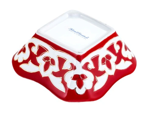 Салатница Красная Пахта, Turon Porcelain, с золотом, Ø 11 см