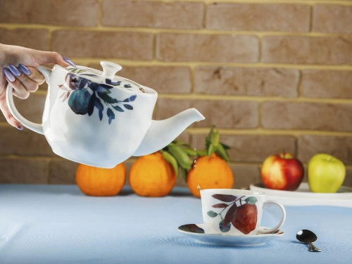 Чайный набор Fruits Line: чайник 1,3 л, чайные пары 2 штуки 250 мл, Plover