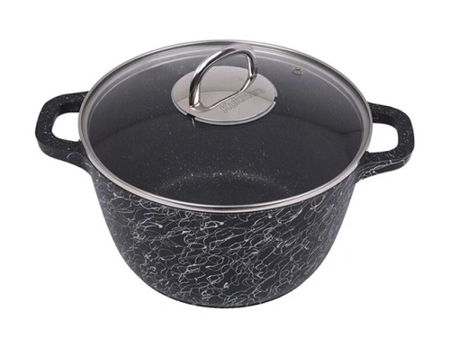 Кастрюля 4.5 л с антипригарным покрытием со стеклянной крышкой, Kukmara Грация (черный/серебро), кчс45а