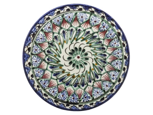 Тарелка "Риштан" плоская цветная, диаметр 17 см