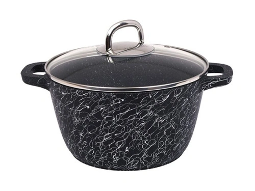 Кастрюля 4.5 л с антипригарным покрытием со стеклянной крышкой, Kukmara Грация (черный/серебро), кчс45а
