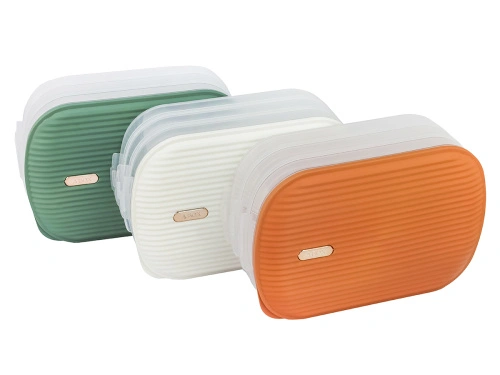 Контейнер с крышкой для хранения и заморозки продуктов на 3 секции, 32х22х13 см, зеленый