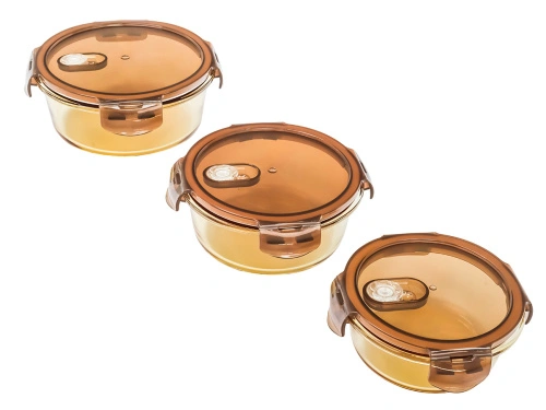 Контейнер 0.5 л стеклянный 17х6 см круглый с пластиковой крышкой, Plover