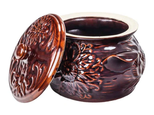 Набор супник 3 л + 4 горшка 0.6 л "Славянская Керамика", Весна, коричневый