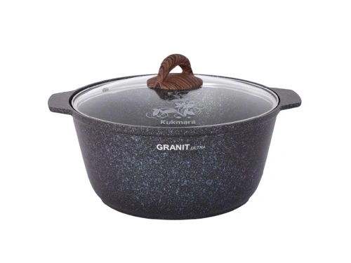 Кастрюля-жаровня 5 л с антипригарным покрытием со стеклянной крышкой, Kukmara (Granit Ultra Blue), жгг51а