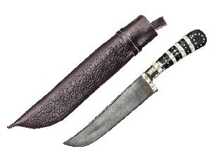 Нож Пчак, средний (тезкесар), рукоять: эбонит с садафом Нож Пчак, средний (тезкесар), рукоять: эбонит с садафом